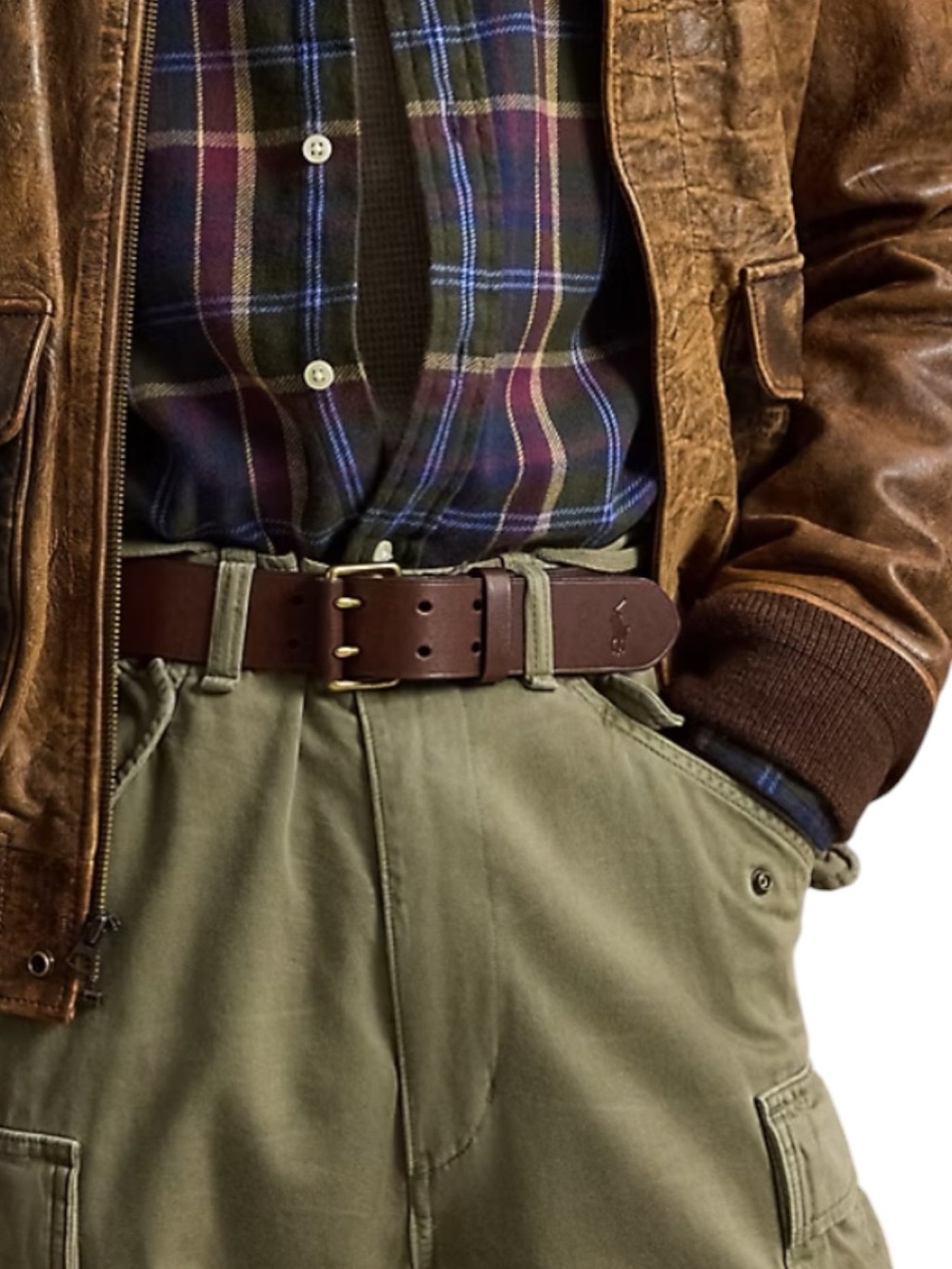 Polo Ralph Lauren Double-Prong Leather Dark Brown Belt | size 42